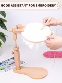 1 قطعة إطار خياطة متعدد الوظائف من الخشب عالي الجودة بلون بيج للتطريز اليدوي، قابل للتدوير، سهل التركيب، مناسب للخياطة من زوايا مختلفة، يأتي مع 1 حلقة تطريز