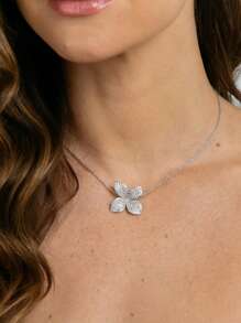 1 Stück Blüten Anhänger Halskette, einfache Strass Choker Halskette, minimalistisches Modeaccessoire für Frauen