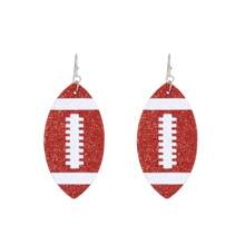 1 Pair Women's Fashion Football-Shaped PU Leather Dangle Earrings, Suitable For Sports Celebration And American Football Matches