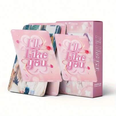 1 pieza/55 piezas Juego exclusivo de tarjetas fotográficas - Serie de tema de corazón rosa, diseño romántico, adecuado para regalos en Navidad, Día de San Valentín, Acción de Gracias y Carnaval, también para celebración de coche