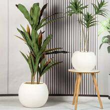 1pc Large Spherical Plastic Planter Pot, Contemporary Round Plastic Flower Pot, Lightweight Floor-Standing Indoor/Outdoor Decorative Pot For Realistic Artificial Trees, Modern Home & Garden Decor, Ideal For Home Decor, Room Decor, Bedroom Decor, Wedding Decor, Garden Decor And Birthday Decorations