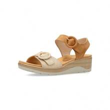 Amarpiés Sandalia confort doble hebilla mujer, Sandalias con cuña de 4,5 cm para mujer - Modelo 28609 - - Entrega 24/72h a España (península) - Naranja Quemada - Ver 5