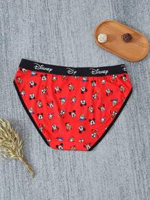 Disney 1 pieza Ropa interior de mujer con estampado de dibujos animados de , cómoda, linda, de tela delgada y de talle bajo