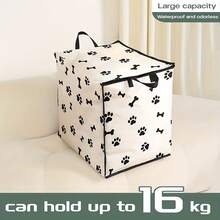 1pc Large Capacity Storage Box With Paw Print & Bone Design - Durable Non-Woven Fabric, Foldable Organizer For Blankets, Quilts, And Clothes - Perfect Holiday Gift For Pet Lovers, Pet Storage Solution|Contemporary Style|Secure Zipper Closure,Dorm Room - Multicolor - View 3