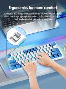 AULA F3361 Mini Keyboard, 61-Key Layout, Wired Connection, Cool Backlight Effect, True Mechanical Axis, Ergonomics, Plug And Play, Suitable For Office Computers And Notebooks, Highly Attractive Color Matching Keyboard For Girls