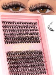 240 piezas Conjunto de extensiones de pestañas falsas con rizo D, mezcla múltiple de 10D+20D+30D pestañas postizas gruesas y tupidas, mechones de pestañas suaves, con maquillaje natural para ojos, longitud de 8-16mm apta para fibra de mink fina e impermeable con efecto 3D, adecuada para maquillaje natural, dramático y diario, kit de racimos de pestañas postizas para cosplay.