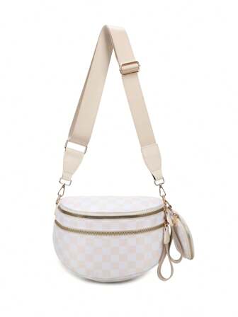 2025 新款时尚格纹零钱包大容量单肩包多功能轻便斜挎包