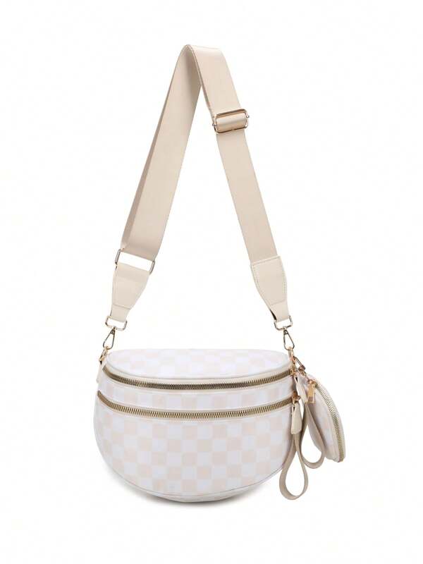 Bolsa de moedas xadrez da moda 2025, bolsa de ombro de grande capacidade, bolsa mensageiro leve e versátil