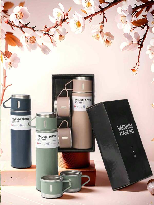 1pc 3-In-1 Vacuum Insulated Tumbler Set With 3 Lids, Keeps Hot/Cold Drinks, Great Gift For Coffee, Tea, Milk, Best Choice For Anytime Enjoyment Of Hot Beverages, Can Purchase 1 Small Cup Separately Back To School