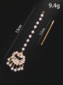 1 pièce Vintage Maang Tikka couronne de mariée avec perle et strass, bijoux de mariage, bijoux de carnaval pour la tête, chaîne à cheveux, ornement de tête, bijoux pour cheveux