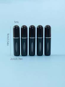 5 piezas Botellas compactas de perfume negras, minimalistas y versátiles
