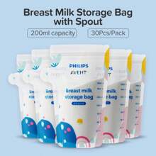 Philips Avent 30 pezzi 200ml Borse per la conservazione del latte materno Avent per refrigerazione e conservazione, borse portatili per lo stoccaggio con beccuccio