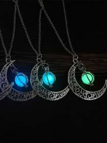 1 pièce Collier ras-de-cou en alliage lumineux en forme de lune et de citrouille, une création idéale pour les fêtes, convient pour le port quotidien, les festivals, les soirées et les cadeaux, pour hommes et femmes