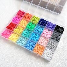 4200 piezas de cuentas de arcilla para hacer pulseras, kit de 28 colores, cuentas redondas planas de arcilla polimérica tipo espaciador "heishi" para la fabricación de joyas, para niñas