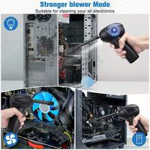 Electric Compressed Air Duster For Computers, 36000RPM Powerful Cordless Air Blower For PC/Keyboard/Car/Pets, 2 Power Speeds Air Blower With LED Light