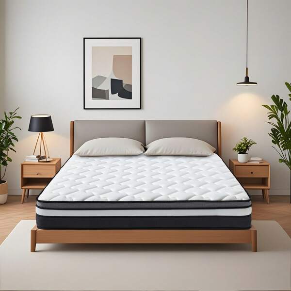 Matelas 140 x 200 Ép 30 cm, Hybride de Ressorts Ensachés et Mousse à Mémoire de Forme, Matelas 2 Personnes, 10 Zones, Soutien Parfait, Ergonomique