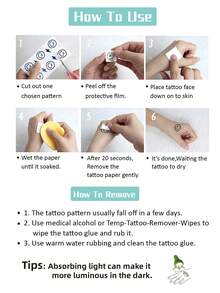 6 Sheets Blue Luminous Tattoo Stickers For Girls, White Lace Lotus Tattoos Mandala Flower Fake Jewelry Pendant Pattern,Glow In The Dark Waterproof Fake Tattoos For Arm Neck Hand Back Finger,Wedding Music Festival Party Supplies - White - View 12
