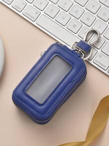 1 pieza Bolsa portátil y a la moda para llaves de coche de PU, estuche para llaves de gran capacidad con doble capa, de colgar en la cintura, con cremallera universal, bolsa para llaves para hombres y mujeres con llavero y cadena, regalo de Navidad, regalo perfecto para el Día del Maestro, San Valentín, cumpleaños, Navidad y cualquier ocasión especial, mini billetera.