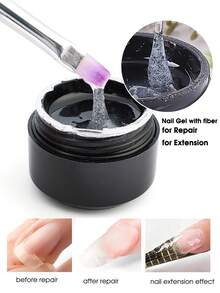 5克玻璃纤维修复指甲凝胶裂纹断裂纤维丝质延长快速胶水丙烯酸透明UV指甲油美甲用品可卸甲油 - 無色 - 查看 6