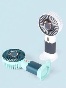 AOYI 1 pieza Mini ventilador eléctrico portátil recargable, diseño minimalista con acabado electrolítico, cable de carga USB, base para soporte de teléfono - Multicolor - Ver 6