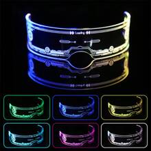 1pc LED 7-Color Illuminated Glasses - Sci-Fi Honeycomb Design - Futuristic Technology Style Glasses - Cyberpunk Eyewear - Cool Colorful Glasses - Dual Control 12 Modes - Curved Dual Temples Design (Stable Wear, Less Likely To Fall Off) - Perfect Gift - Birthday Gift - Ideal Present - Surprise Gift - Holiday Gift - Seasonal Gift - Halloween Gift - Christmas Gift - Stunning Costume Effect - Unlock Your Cyberpunk World - Gift - Toy