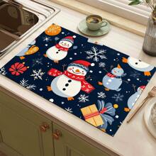 1 pieza Posavasos de silicona con impresión de carta navideña, hombre de jengibre y caramelos, antideslizante y muy absorbente, lavable, apto para encimera, cocina, mesa de comedor, decoración navideña