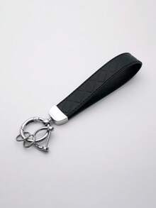 1pc Unisex Simple Style Zinc Alloy Leather Keychain Key Ring In Black, White, Red, Pink, Orange, Suitable For Various Keys And Car Keys Christmas Gift Bag Charms Car Teacher Friend Sister Gift Ideas - Black - View 3