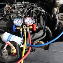 3-Way AC Manifold Diagnostic Gauge Set For R134a R404a, With 3 Feet Charging Hoses, Quick Coupler Adapter For Refrigerant Testing - Gold - View 7