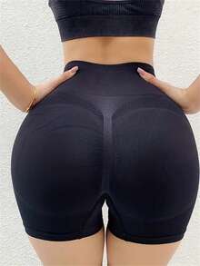 4pcs/Pack Seamless Knitted Yoga Shorts, Elastic Waist & Tummy Control, Breathable Sports Tights For Fitness, Running, Hiking, Casual Outdoor Activities