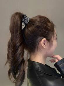 1pc Personalized & Fashionable Hair Claw Clip With Metallic Pearl & Rhinestone Decor For High Ponytail Street Tiaras Valentine's Day Valentines Hair Accessories For Women Claw Clips Hair Claws Hair Barrettes