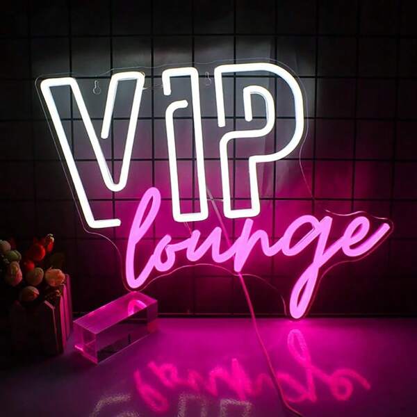 42*32cm Neon VIP Schild, LED Neonlicht für Raumdekoration, beleuchtetes VIP Schild mit USB Stromversorgung, für Zuhause, Hotel, Club, Café, Bar, Büro, Einkaufszentrum (Weiß & Blau)