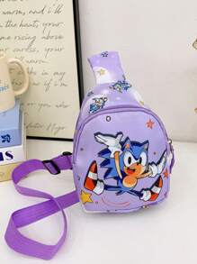Bolsa con impresión de dibujos animados para niños, de diseño de moda y plateado, de construcción ligera y resistente, de gran capacidad, con un diseño dulce y lindo, ideal como regalo de vacaciones, cumpleaños, Navidad, para viajes, deportes al aire libre, para organizar tus esenciales con estilo.