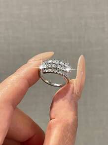 1pc Fantasy Leaf Cubic Zirconia Women Wedding Rings 6 Colors Choice CZ Openable Engagement Ring For For Banquet, Prom, Party Jewelry Gift