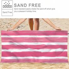 1pc Extra Large Size, Multi-Size, Blue, Navy Blue, Pink, Light Gray, Watercolor Striped, Super Soft Microfiber, Printed, Absorbent Bath Towel, Beach Towel, Essential For Vacation, Beach, Swimming Pool, Gym, MultipurposeTravel Essentials Travel Accessories Beach Essentials