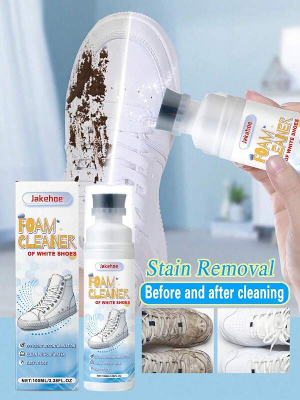 jakehoe 1/2 Set Of White Shoe Foam Cleaner, Deodorizing 100ML Foam Mousse Sneaker Upper, Clean And Wash-Free Whitening Cleaner, Suitable For LITTLE WHITE SHOES, A LEATHER BAG, CANVAS SHOE, Give Gifts To Friends (New And Old Models Are Randomly Sent)
