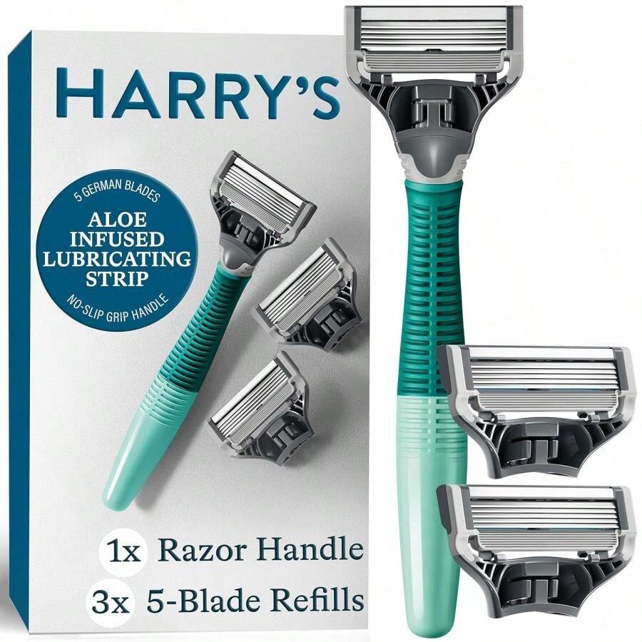 Harry'S Shaving Kit For Men - Razor Handle And 3 Razor Blade Refill Cartridges - Sage - Cây xô thơm - Xem 1