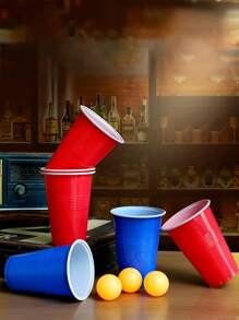 Set de 3/9/24 vasos de plástico reutilizables rojos y azules para juegos de cerveza de ping pong, juegos de mesa, fiestas al aire libre, fiestas de Navidad, juegos de pareja, y billar, con diferencia de color.
