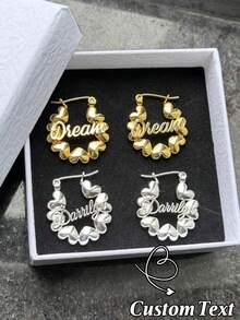 定制可爱心形泡泡不锈钢耳环，适合女孩、派对用品、生日礼物 - 愛心耳環 - 查看 1