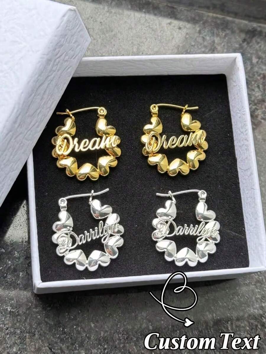 定制可爱心形泡泡不锈钢耳环，适合女孩、派对用品、生日礼物 - 愛心耳環 - 查看 1