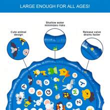 Blue Inflatable Splash Mat With Ocean Theme - PVC Outdoor Water Spray Mat For Lawn Play, Durable And Easy To Inflate, Perfect For Summer Fun, Splash Play Mat|Fun Inflatable Mat|Durable PVC Mat, Water Sprinkler For Outdoor