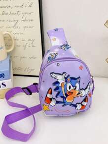 Bolsa con impresión de dibujos animados para niños, de diseño de moda y plateado, de construcción ligera y resistente, de gran capacidad, con un diseño dulce y lindo, ideal como regalo de vacaciones, cumpleaños, Navidad, para viajes, deportes al aire libre, para organizar tus esenciales con estilo.