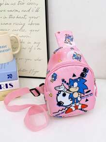 Bolsa con impresión de dibujos animados para niños, de diseño de moda y plateado, de construcción ligera y resistente, de gran capacidad, con un diseño dulce y lindo, ideal como regalo de vacaciones, cumpleaños, Navidad, para viajes, deportes al aire libre, para organizar tus esenciales con estilo.