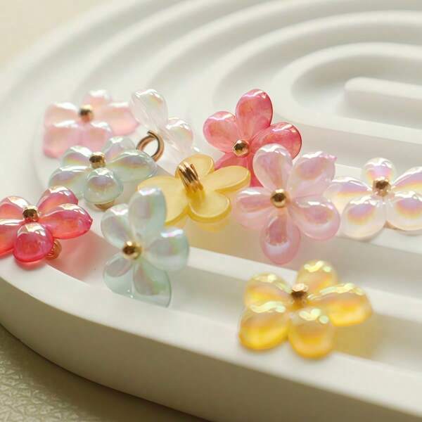 6/12 قطعة أزرار مزخرفة براقة ملونة على شكل زهور صغيرة لملابس الأغطية والسترات والقمصان والسترات، أزرار راتينجية يدوية للخياطة