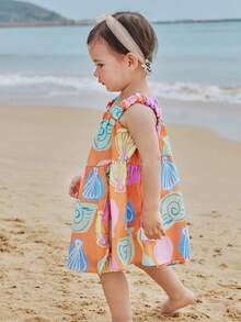 mini bala Girls' Strap Dress, Soft & Breezy – 2025 Summer Collection – Lightweight Everyday Wear - Yellow-blue Hue - View 2