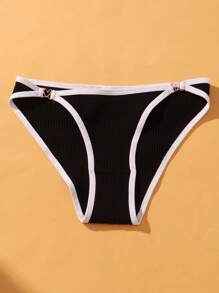 VKME 6 pezzi set di mutande in cotone a vita bassa, biancheria intima con fibbia in metallo, colore unito