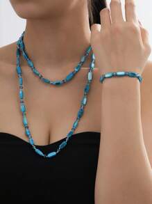 3pcs/Set Bohemian Style Natural Pearl Shell Multi-Layer Necklace, Elegant And Versatile High-Quality Necklace & Bracelet Set, Suitable For Women Wearing To Beach, Party, Daily And As Festival Gift