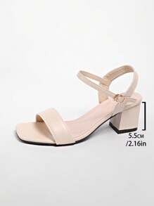 2025 New Style Teenage Prom Square Toe Strap 6cm Mid-Heel Sandals