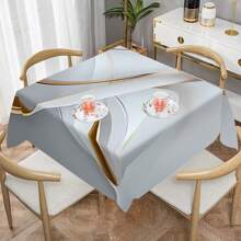 1 / 20 piezas Mantel moderno de lujo, mantel con diseño de rayas de múltiples colores, cubierta de mesa rectangular de poliéster, lavable a máquina, perfecto para decoración de primavera y verano, fiestas, cocina y uso al aire libre - regalo ideal para inauguración de casa y días festivos