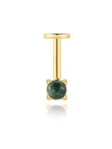 1 Stück Natürlicher Moos-Achat Ohrringe für Frauen|925 Sterling Silber Hypoallergen Schmuck|Vintage leichtgewichtige flache Knorpelohrstecker für den täglichen Gebrauch|Ohrnadeldurchmesser: 1,2 mm