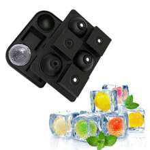 1 pieza Molde de cubitos de hielo de silicona, artículos de cocina, utensilios de cocina, bandejas de cubitos de hielo, bandejas de cubitos de hielo de silicona fáciles de soltar y flexibles de 6 cubitos con tapa extraíble resistente a derrames, para congelador